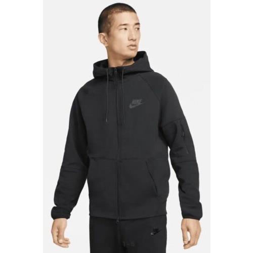 Mens Nike Sportswear Tech Essentials Full Zip Fleece Hoodie Black DD5284 Xxl
