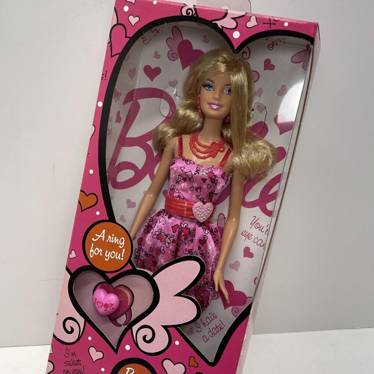 2010 Barbie I Love Valentines Blonde Doll W/a Ring For You T7437 Mattel