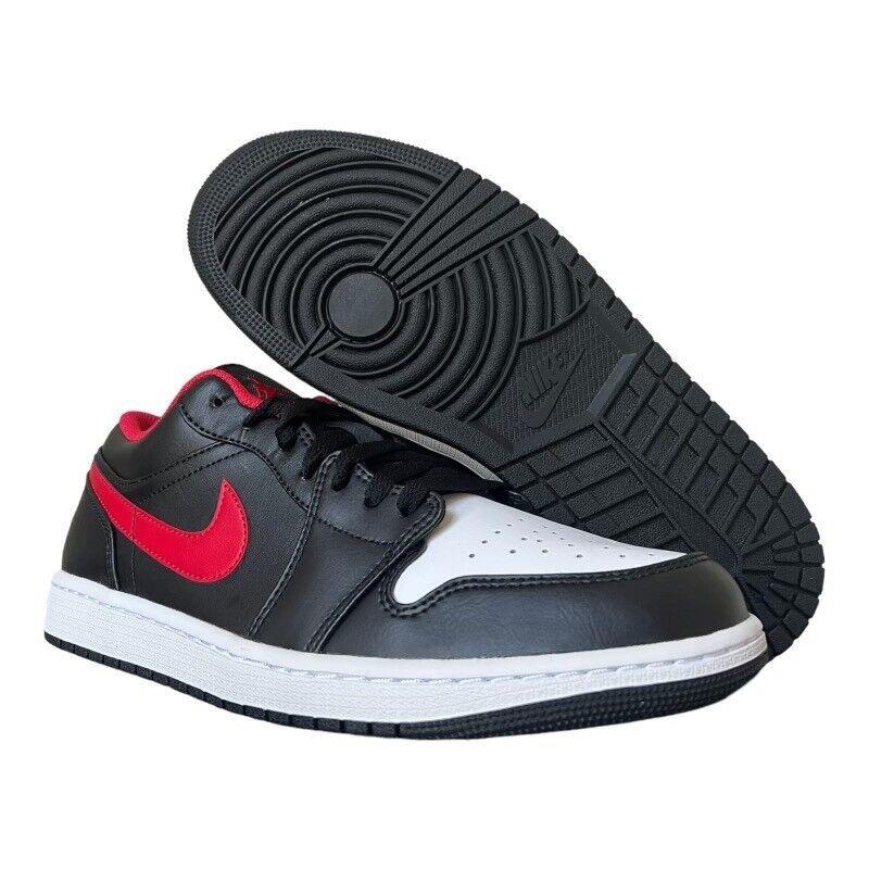 Nike Air Jordan 1 Low Shoes Black Fire Red White 553558-063 Mens - Black Fire Red White