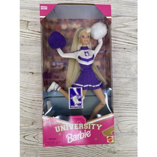 Northwestern University Cheerleader Barbie Doll NU 1996 Mattel Special Bends /rb