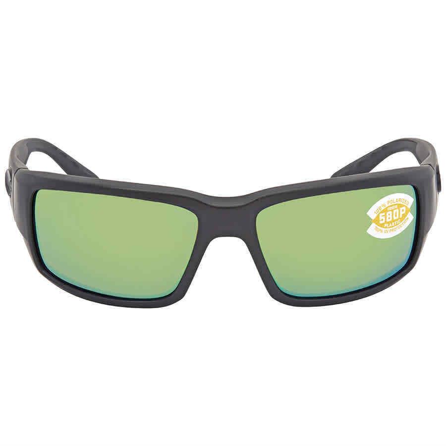 Costa Del Mar Fantail Green Mirror Polarized Polycarbonate Men`s Sunglasses TF - Frame: Black, Lens: Green