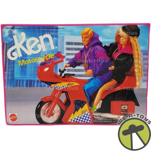 Barbie Ken Tethered RC Remote Control Red Motorcycle 1992 Mattel 8051 Nrfb