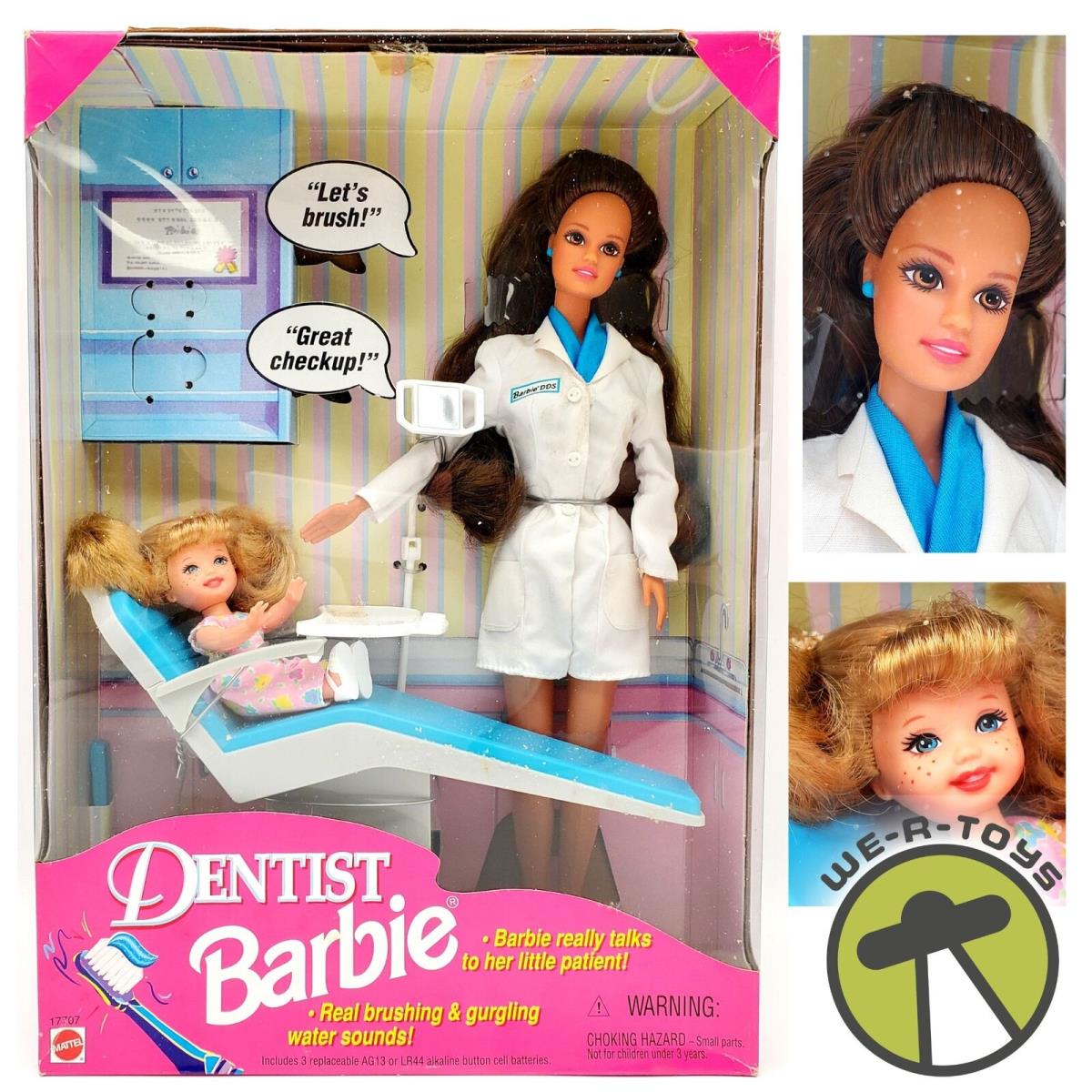 Barbie Dentist Brunette with Blonde Little Patient Kelly Doll Set Mattel