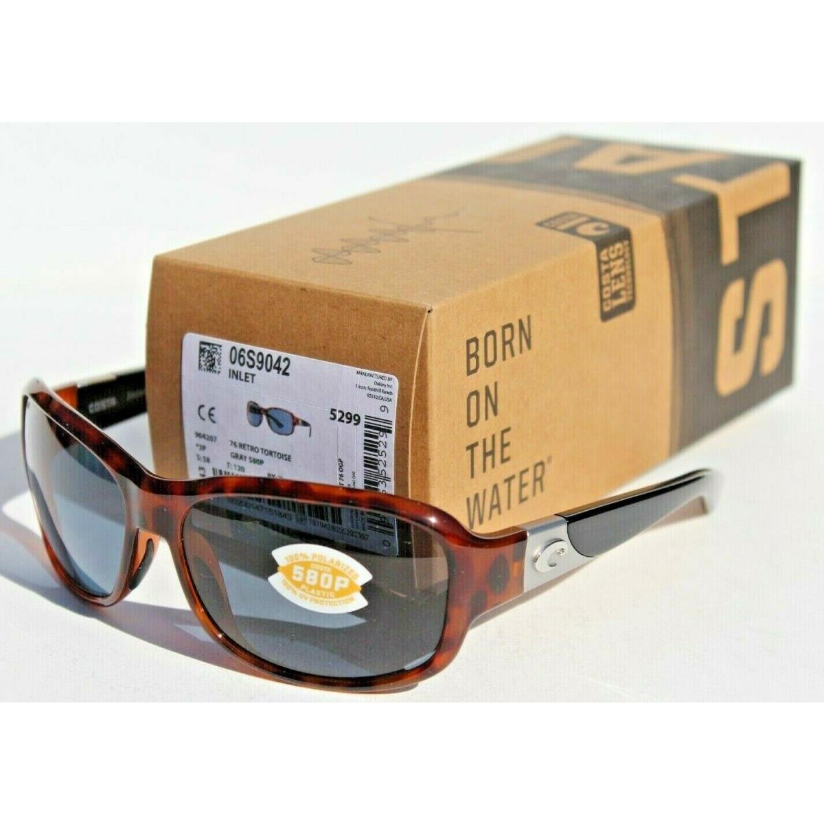 Costa Del Mar Inlet Polarized 580P Sunglasses Womens Retro Tortoise/gray