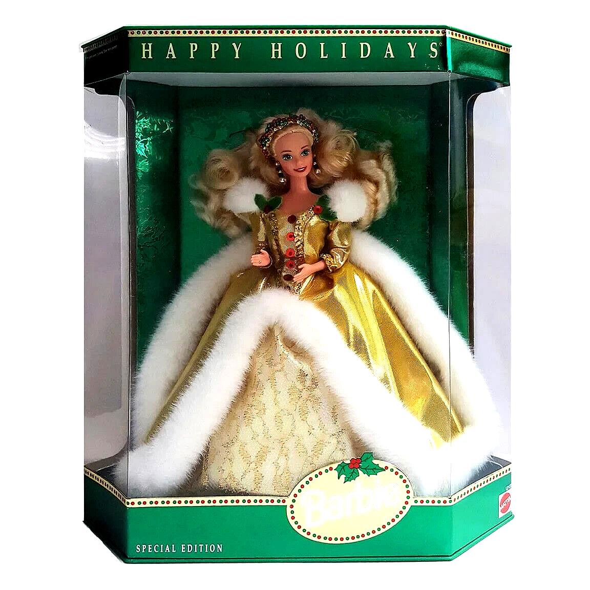 Barbie 1994 Happy Holidays Vintage Christmas Very Rare Green Eyes Misprint