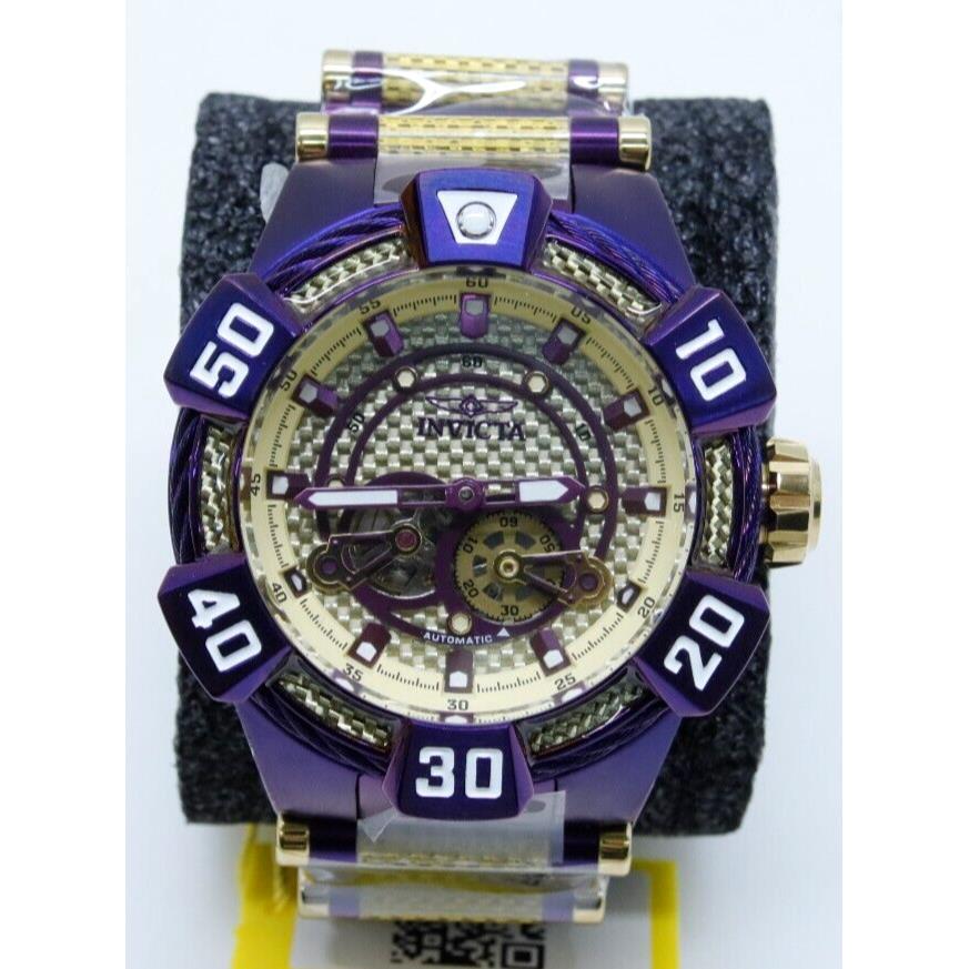 Invicta Bolt 40190 Automatic Glass Fiber Purple Gold Men`s 52mm Watch