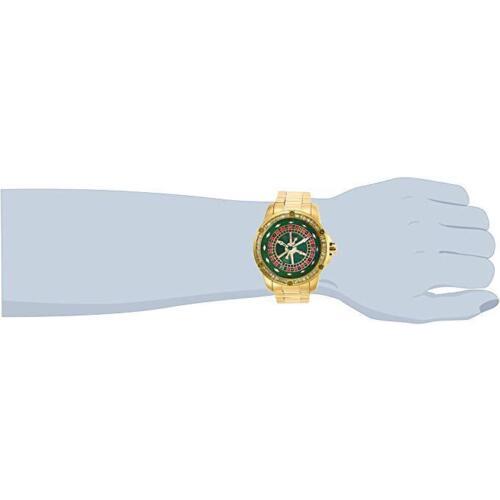 Invicta watch Specialty - Dial: Green, Band: Gold, Bezel: Gold