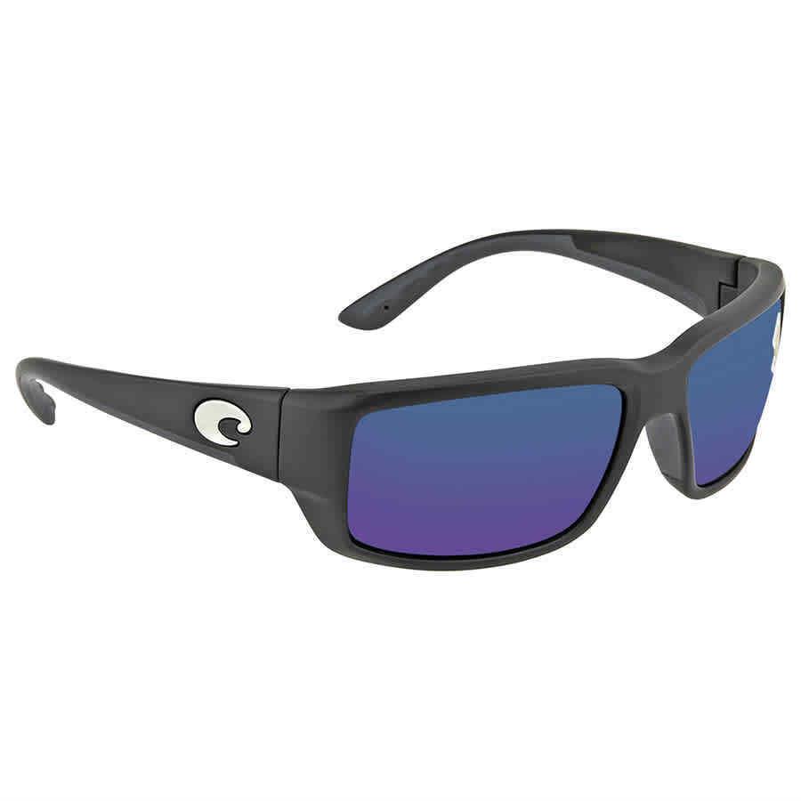 Costa Del Mar Fantail Blue Mirror Polarized Medium Fit Sunglasses TF 11 Obmp - Frame: Black, Lens: Blue