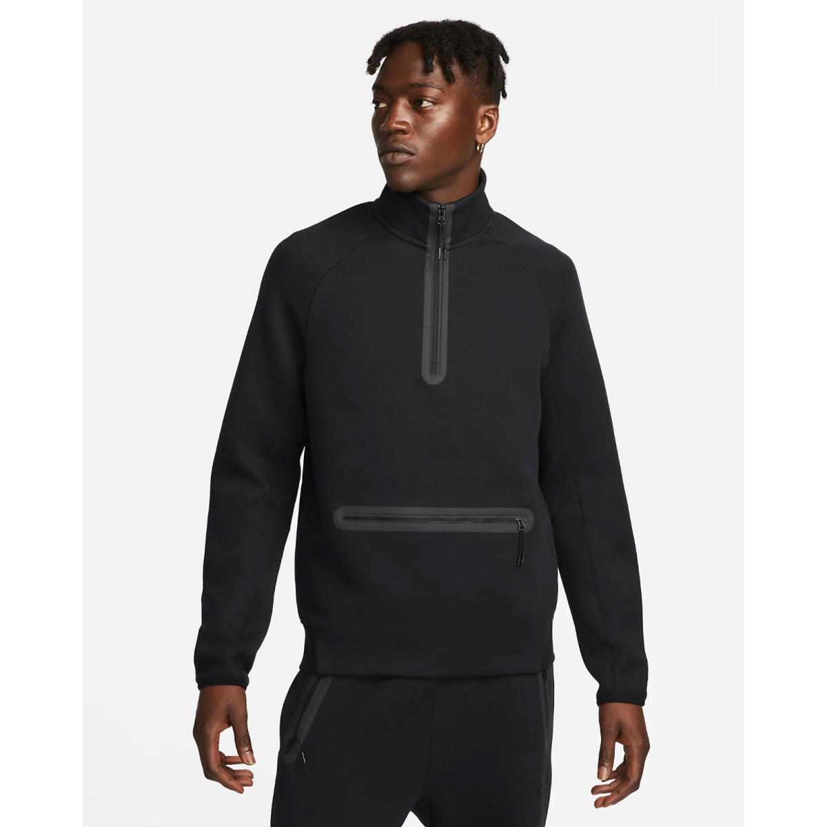 Nike Sportswear Tech Fleece Mens 1/2-Zip Sweatshirt Black FB7998 Medium