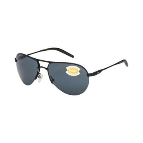 Costa Del Mar Helo Black Aviator Metal Matte Unisex Sunglasses Hlo 11 Ogp - Frame: Black, Lens: Grey