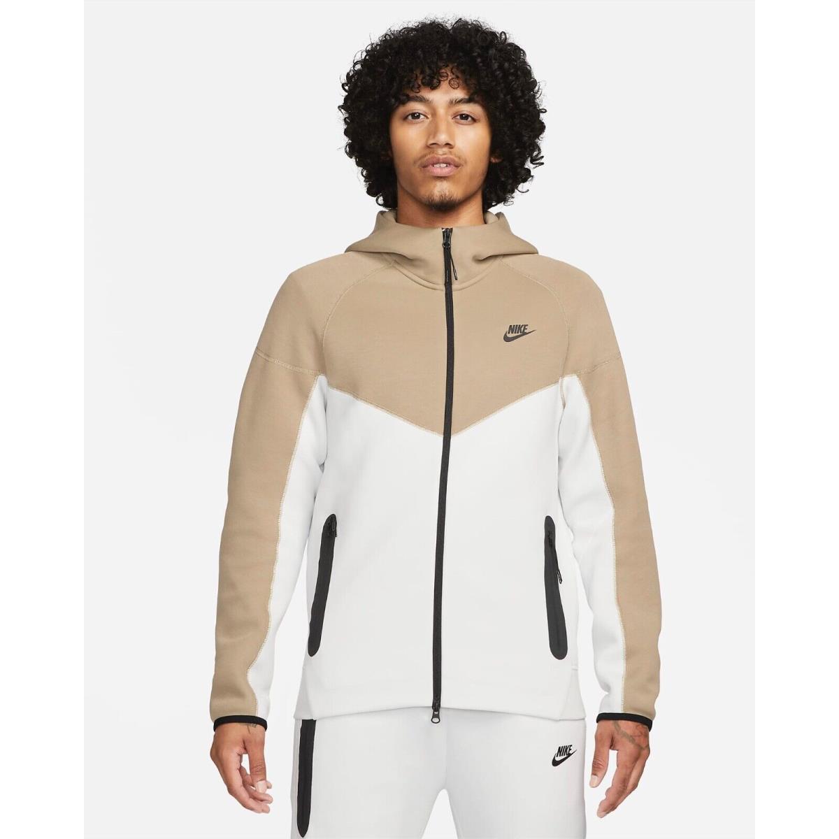 Nike Sportswear Tech Fleece Hoodie Men s SZ XS Full-zip White/khaki FB7921-121