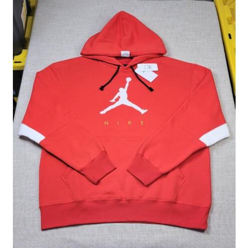 Nike Air Jordan Hoodie XL Mens Red White Jumpman Logo Fleece Embroidered
