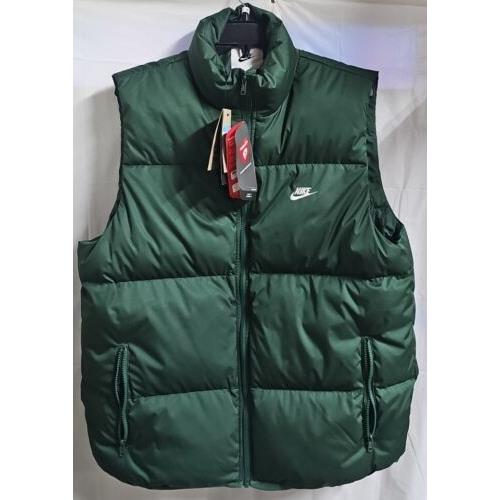 Nike Club Puffer Vest Sports Top Sweatshirt Pine Green Size Medium FB7373-323
