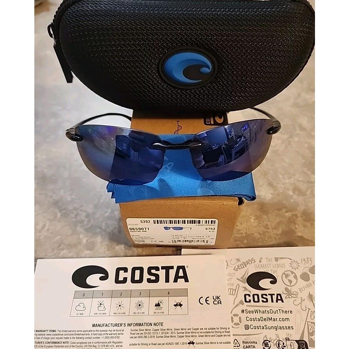 Costa Del Mar Ballast Shiny Black/blue Mirror Polarized 580P 60mm Sunglasses