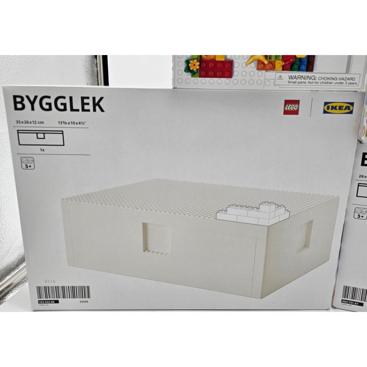 Ikea Bygglek Lego Box with Lid Complete Set White with 201 Bygglek Lego Set