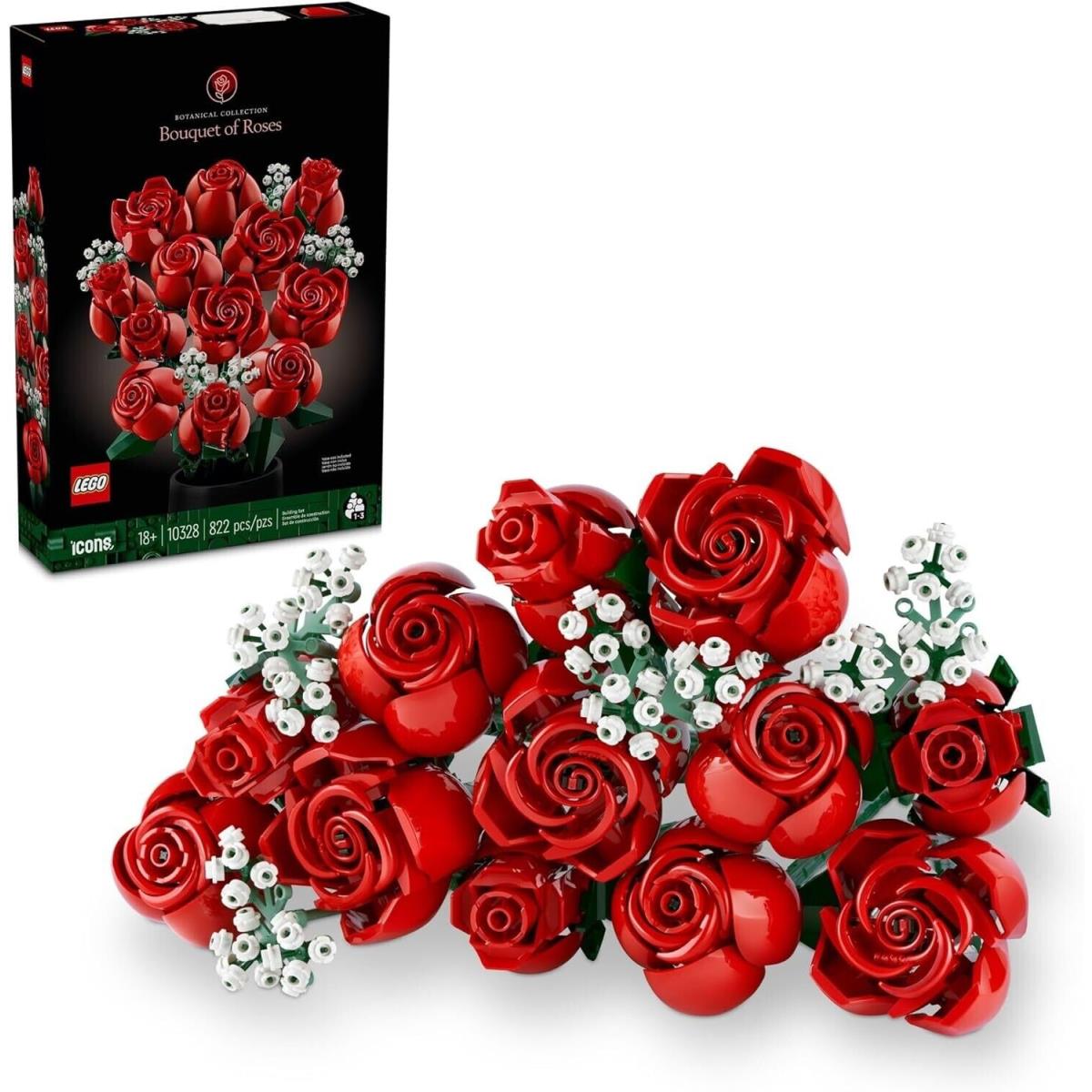 Lego Icons Bouquet of Roses For Anniversary and Valentine s Day Botanical 10328