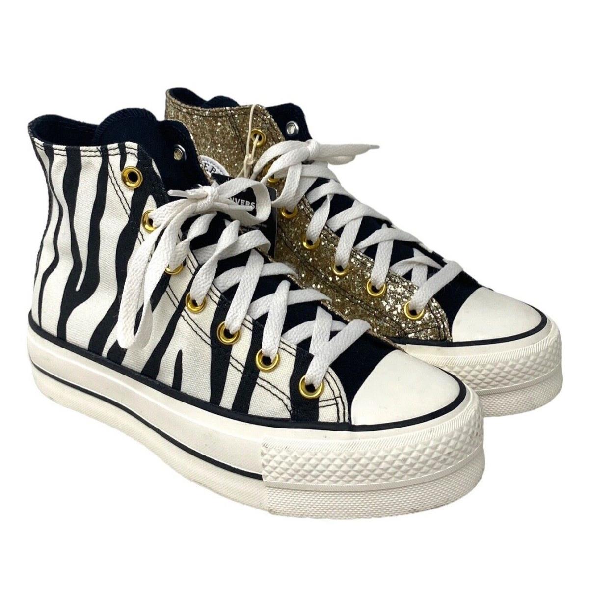 Converse Ctas Lift Platform Shoes Women Size Zebra Glitter Custom 570636C-WWZBYG