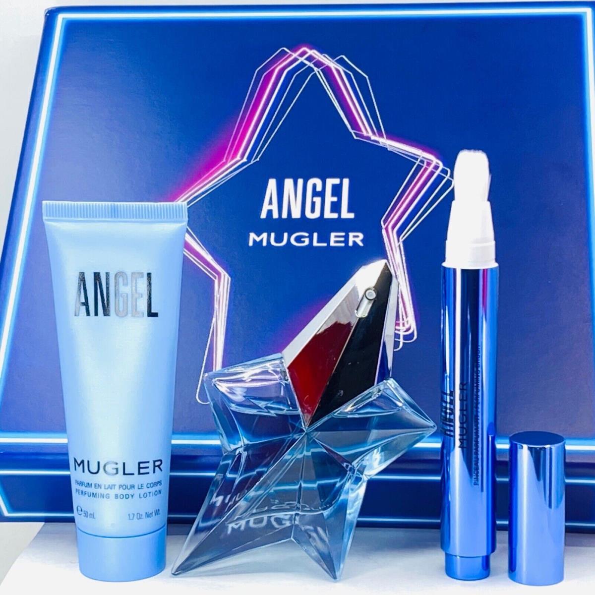 Mugler Angel 3 Piece Gift Set with 0.8 Oz Edp + 0.33 Oz Mini + 1.7 Oz Body Lotion