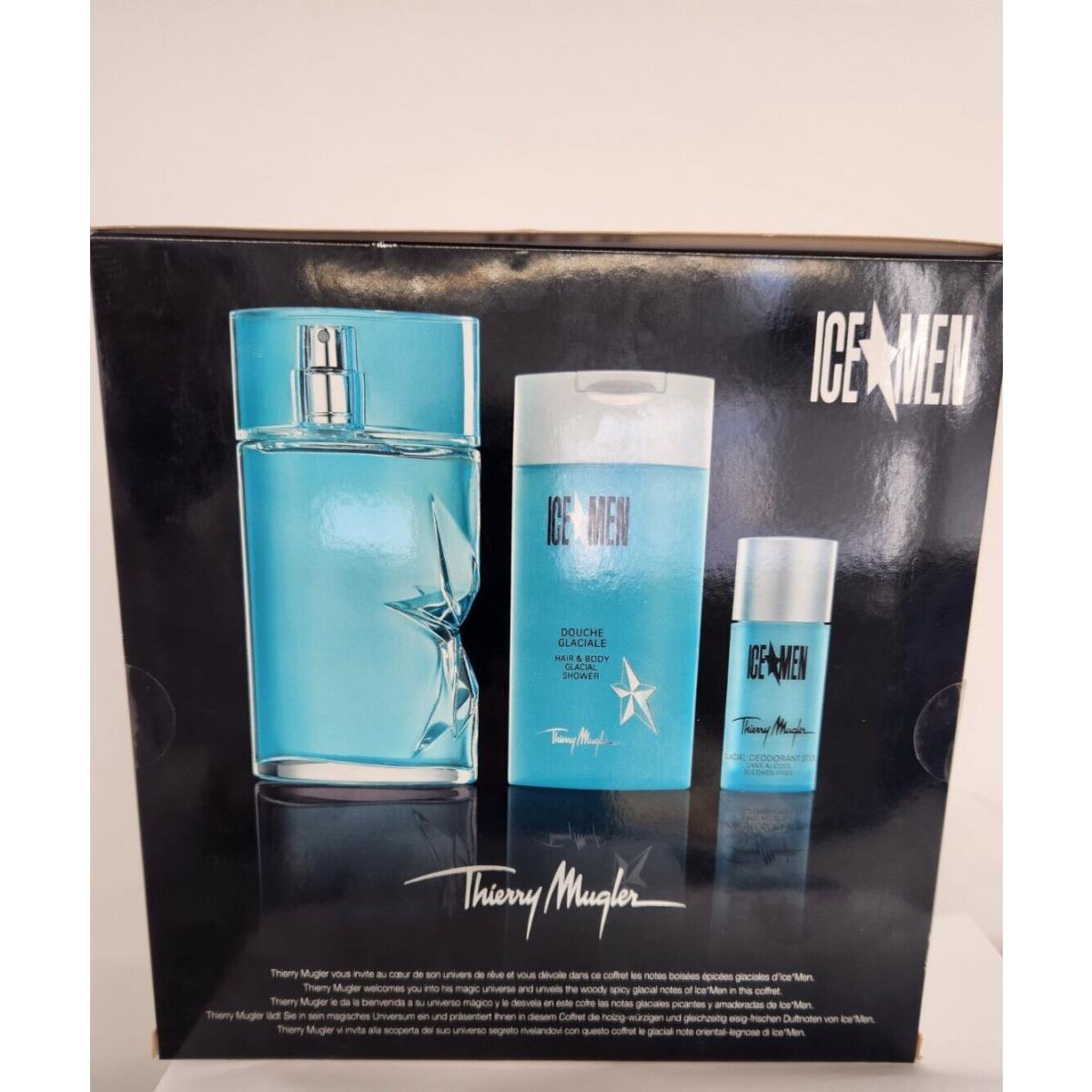 Ice Men by Thierry Mugler 3Pces Set 3.4oz Edt +0.7 Deo Stick+3.5 Shower Gel