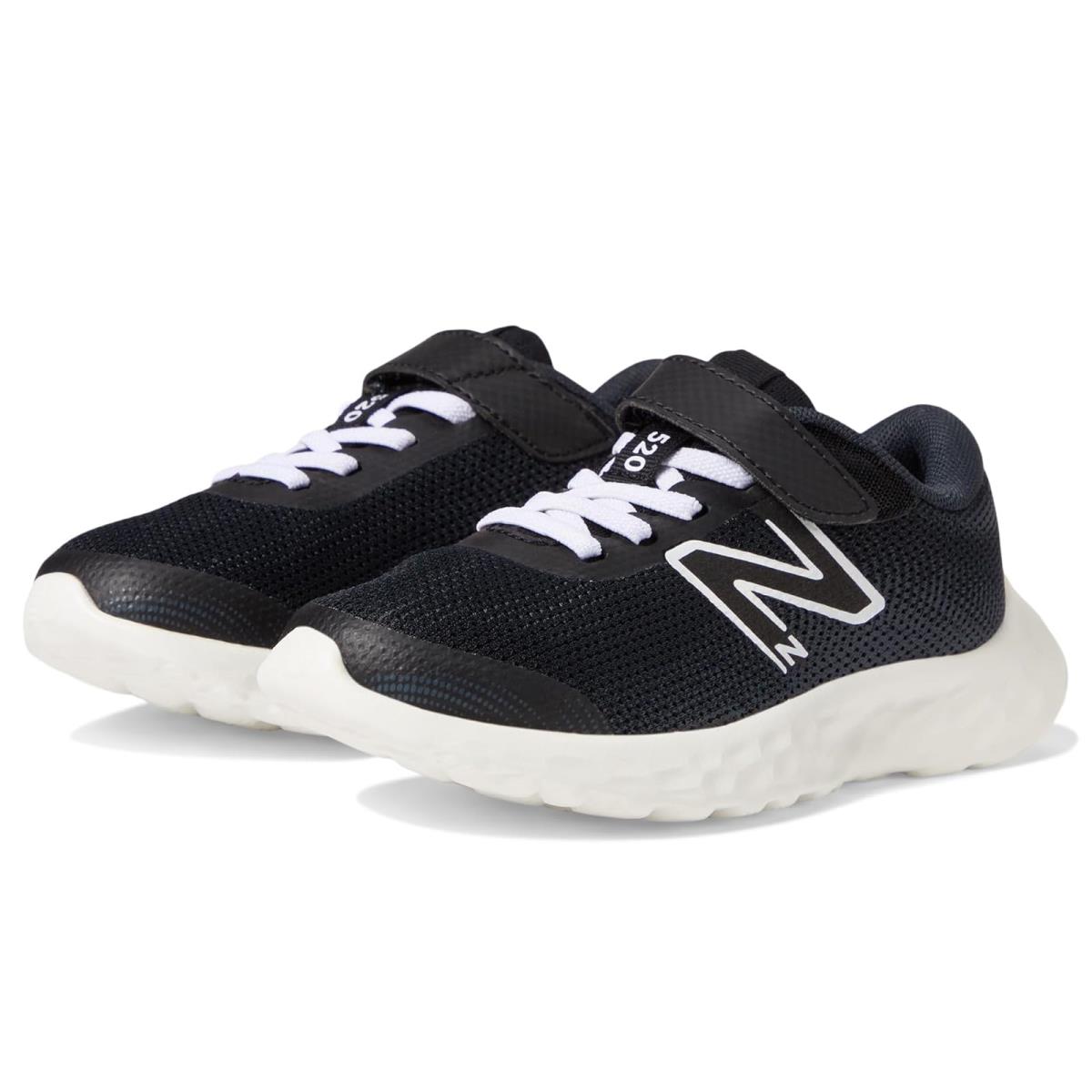 Boy`s Shoes New Balance Kids 520v8 Bungee Lace Little Kid Black/White