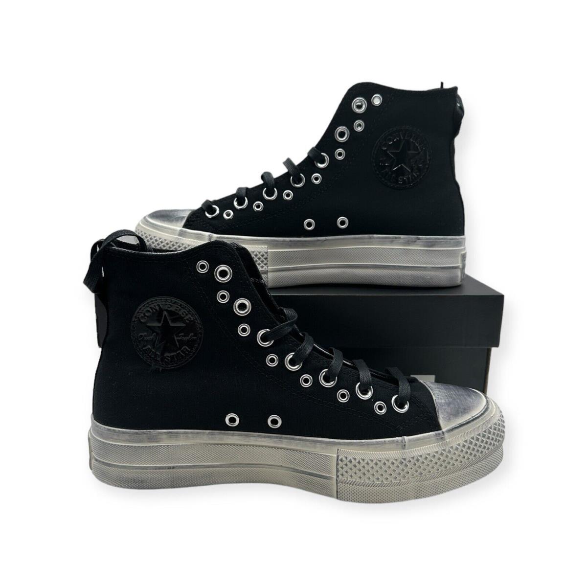 Converse Sneakers Black Chuck Taylor All Star Lift Hi Platform Punk Women`s 8.5