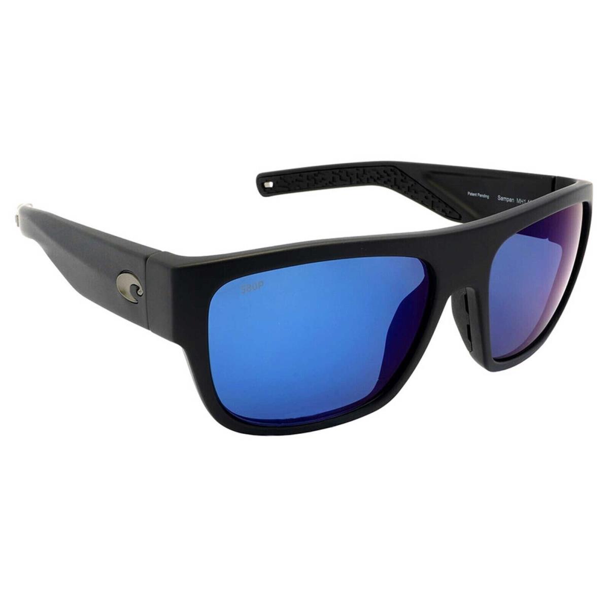 Costa Del Mar MH1 11 Obmp Sampan Sunglasses Matte Black Blue Mirror 580P Lens - Frame: Black, Lens: Blue