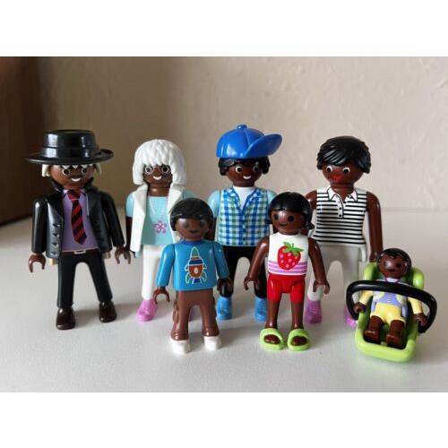 Playmobil Custom Figure Set African American Family Old Young Couple Baby Kids