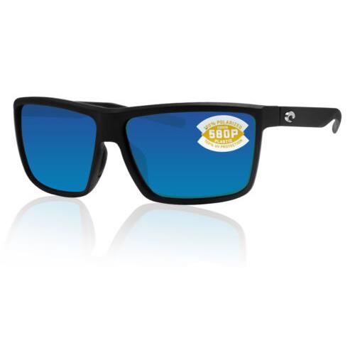 Costa Del Mar Rinconcito Matte Black Blue Mirror 580 Plastic Polarized Lens