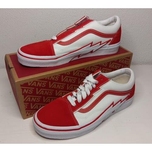 Vans Old Skool Bolt Shoes Sneakers Men`s Size 9.5 Red White Skateboard Low Top