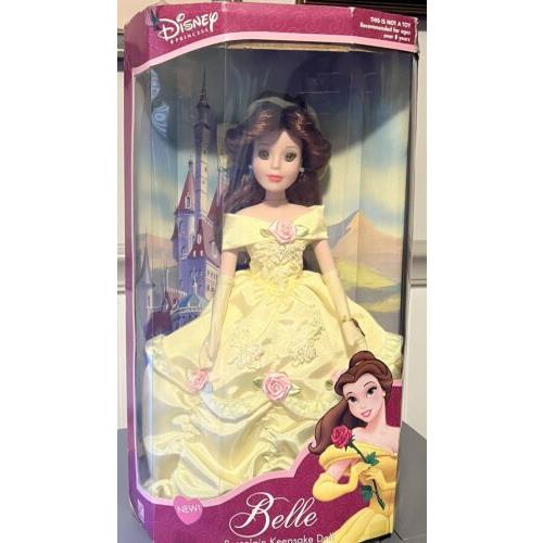 Disney Princess Belle Porcelain Keepsake Doll Brass Key Classic Collection