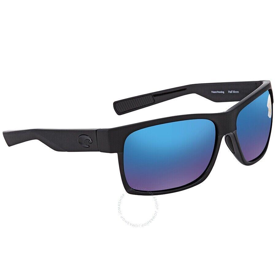 Costa Del Mar Hfm 155 Obmp Half Moon Sunglasses Black / Blue Mirror 580P Polariz - Frame: Black, Lens: Blue