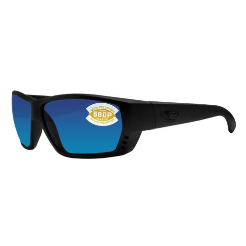 Costa Del Mar Tuna Alley Blackout Frame Blue Mirror 580P Plastic Polarized Lens - Frame: Blackout, Lens: Blue