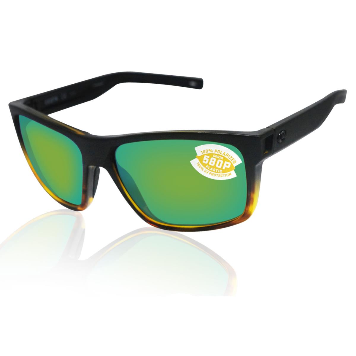 Costa Del Mar Slack Tide Black Tortoise Green Mirror 580P Plastic Polarized Lens