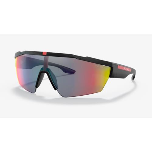 Prada Sport 0PS 03XS DG008F Matte Black Blue Red Mirror Sunglasses 44-125 W/case