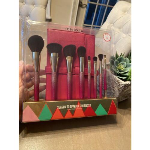 Sephora x Holiday Season TO Sparkle Limited ED 8 Piece Brush Set + Bag