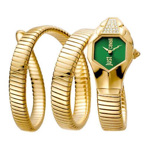 Just Cavalli Women`s Glam Snake Green Dial Watch - JC1L022M0065