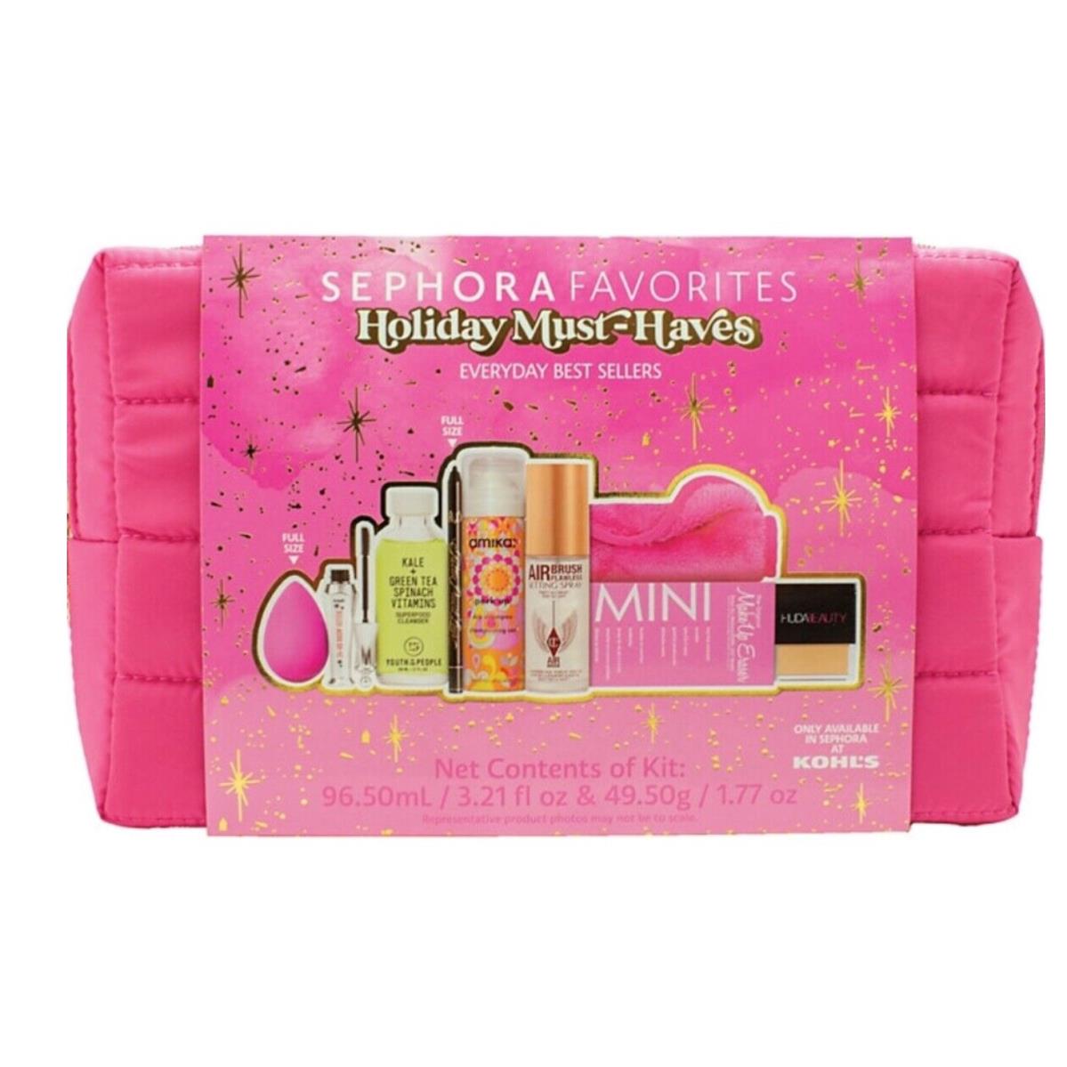 Sephora Favorites Holiday Must Haves 8 pc Gift Set in Barbie-pink Pouch Hot