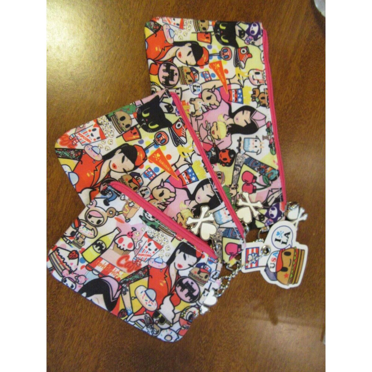 Tokidoki Bags Set 3 Pouches X Sephora i Love la Diner Drive In Cosmetic Zippered