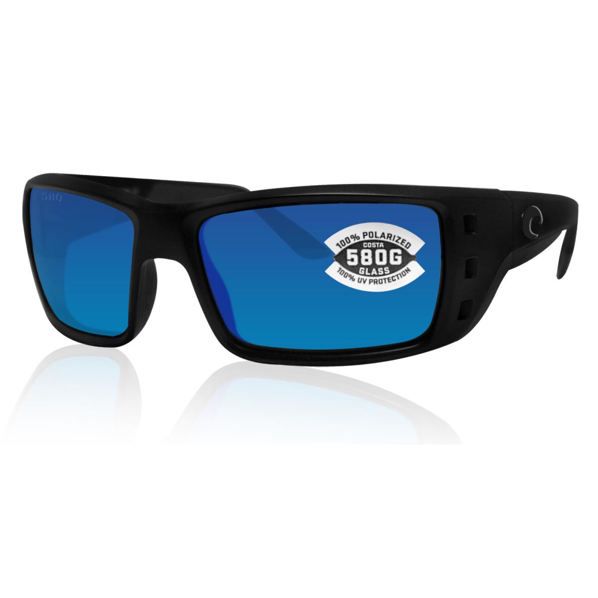 Costa Del Mar Permit Blackout Sunglasses Blue Mirror 580 Glass Polarized Lens - Frame: Blackout, Lens: Blue