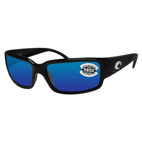 Costa Del Mar Caballito Black Sunglasses Blue Mirror 580 Glass Polarized Lens - Frame: Black, Lens: Blue