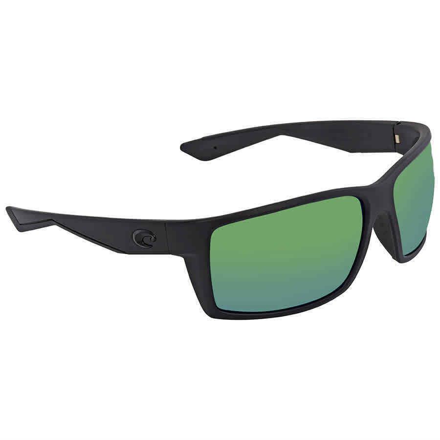 Costa Del Mar Reefton Green Mirror Polarized Polycarbonate Men`s Sunglasses Rft - Frame: Black, Lens: Green
