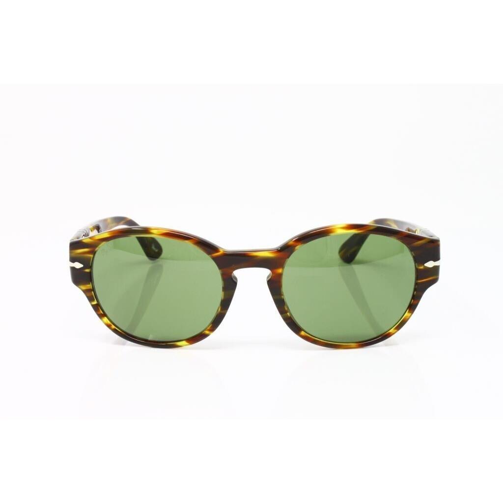 Persol Men`s Sunglasses Round PO3230S 93852 Stripped Green 52mm Green Lens