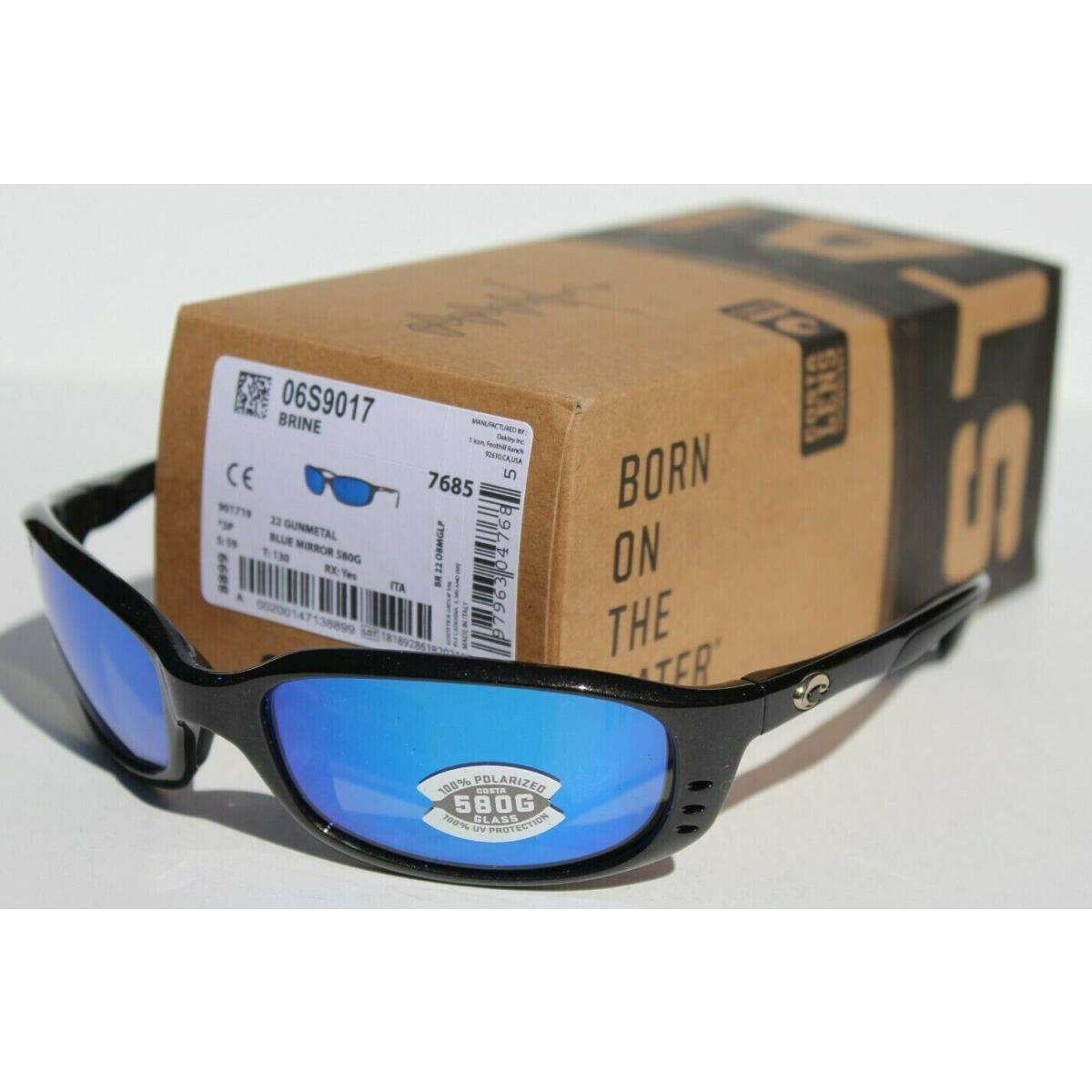 Costa Del Mar Brine 580G Polarized Sunglasses Gunmetal/blue Mirror 580 Glass