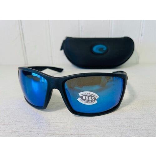 Costa Del Mar Reefton Blackout Matte Black Wpolarized Blue Mirror 580P Glass Sun