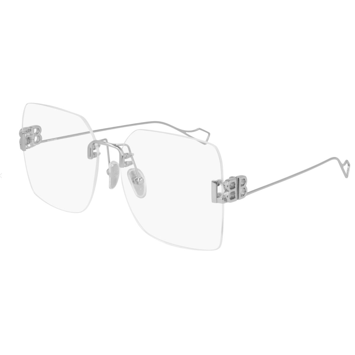 Balenciaga BB0113O 002 Silver Oversized Square Women`s Eyeglasses