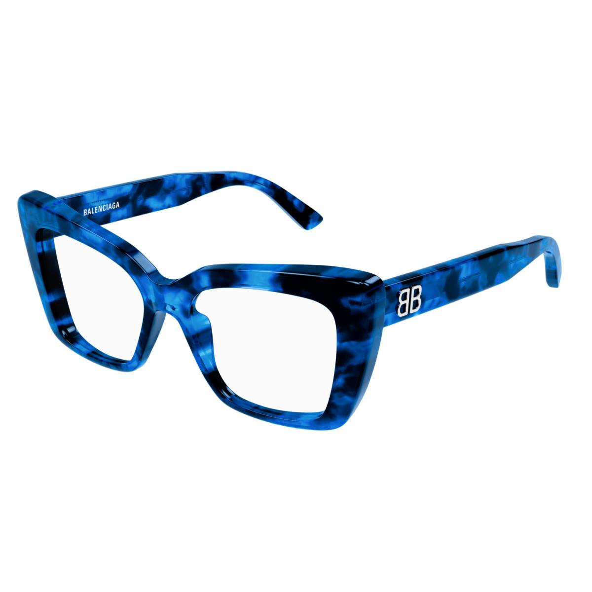 Balenciaga BB0297O 004 Blue Oversized Square Women`s Eyeglasses