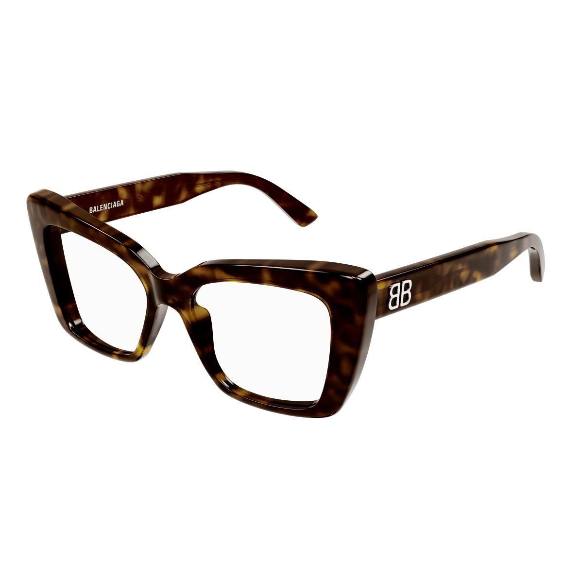 Balenciaga BB0297O 002 Havana Oversized Square Women`s Eyeglasses