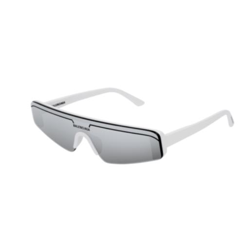 Balenciaga BB0003S 002 White/silver Rectangle Mirrored Men`s Sunglasses