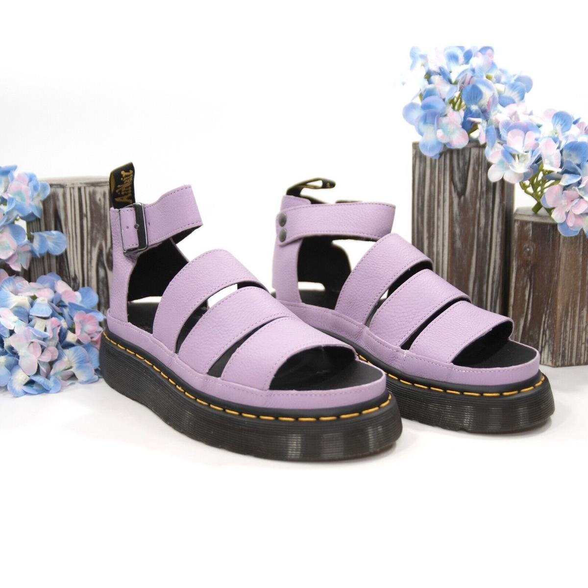 Dr. Martens Lilac Leather Clarissa 2 Quad Gladiator Sandal Shoes Size 9