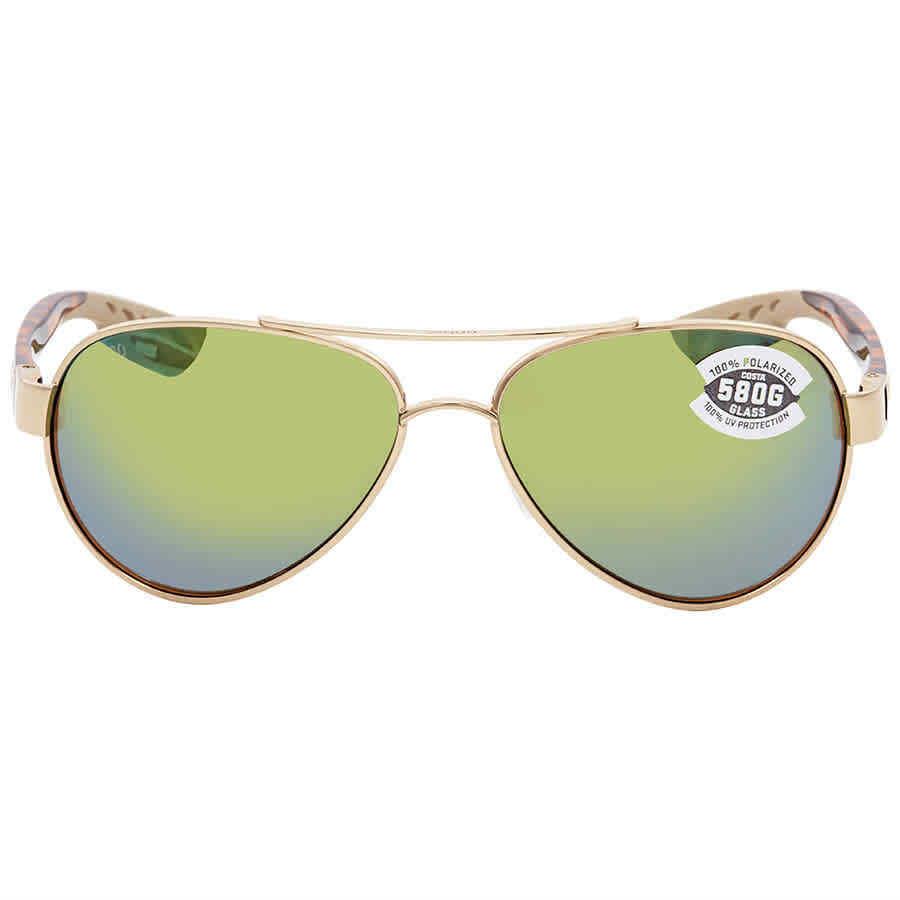 Costa Del Mar Loreto Green Mirror Polarized Glass Ladies Sunglasses LR 64 Ogmglp - Frame: Gold, Lens: Green